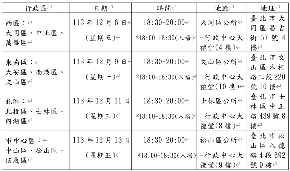 公展說明會時間表